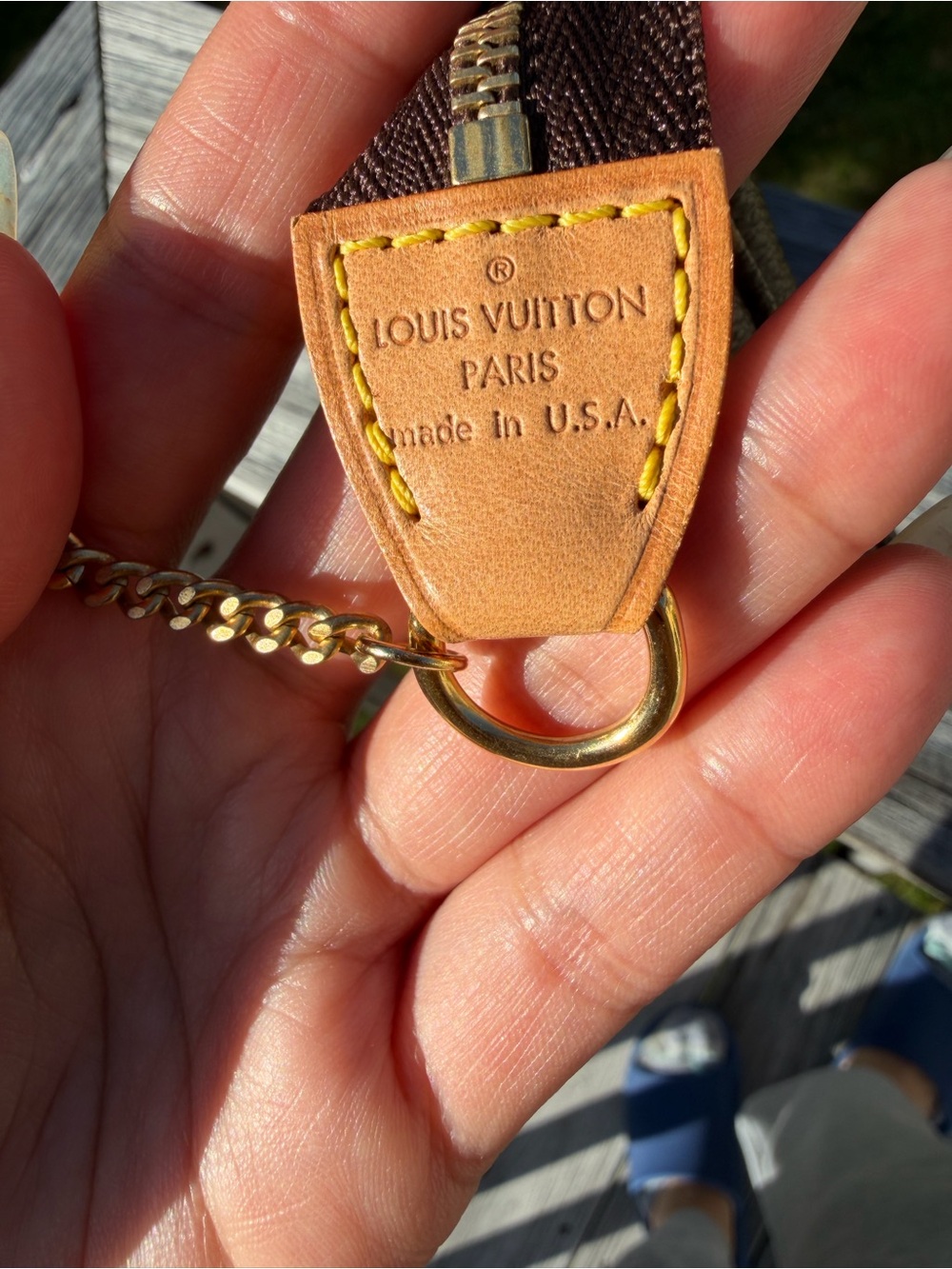 Louis Vuitton Brown Monogram Mini Pochette with Gold Chain Strap - Picture 3 of 6